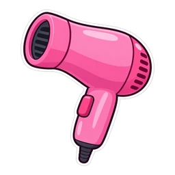 Toca Hair Salon cursor: a pink hairdryer, sticker style