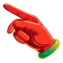 Tomato Juice Cursor hover pointer: glossy tomato-red gloved hand with a green cuff, finger pointing up-left