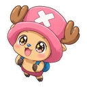 Tony Tony Chopper cursor: chibi Chopper in his pink hat, sticker style