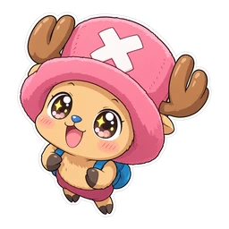 Tony Tony Chopper cursor: chibi Chopper in his pink hat, sticker style