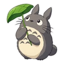 Totoro cursor: chibi Totoro holding a leaf, sticker style