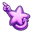 Twist Star Arrow hover pointer: glossy pink star with a purple arrow tail and a purple hand pointing up-left