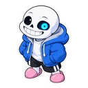 Undertale Sans cursor: chibi Sans in his blue hoodie, sticker style