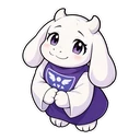 Undertale Toriel cursor: chibi Toriel with a warm smile, sticker style