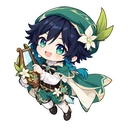 Venti cursor: chibi Venti with his lyre, sticker style