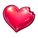 Vivid Bitten Heart cursor: glossy red and pink heart with a bite taken out of the top right edge, sticker style