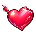 Vivid Bitten Heart hover pointer: the same glossy red bitten heart with a small pink arm pointing up-left