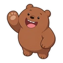 We Bare Bears Grizzly cursor: chibi Grizz waving, sticker style