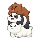 We Bare Bears Stack cursor: the three bears in a bear stack, sticker style