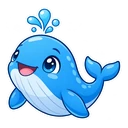 Whale Bubble cursor: tiny blue whale, sticker style