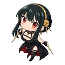 Yor Forger cursor: chibi Yor in her black dress, sticker style