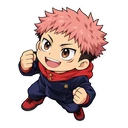Yuji Itadori cursor: chibi Yuji with pink hair, sticker style
